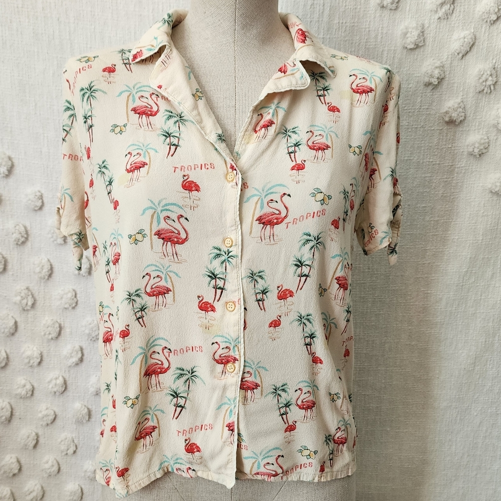 MNG by Mango Flamingo Top Size 4